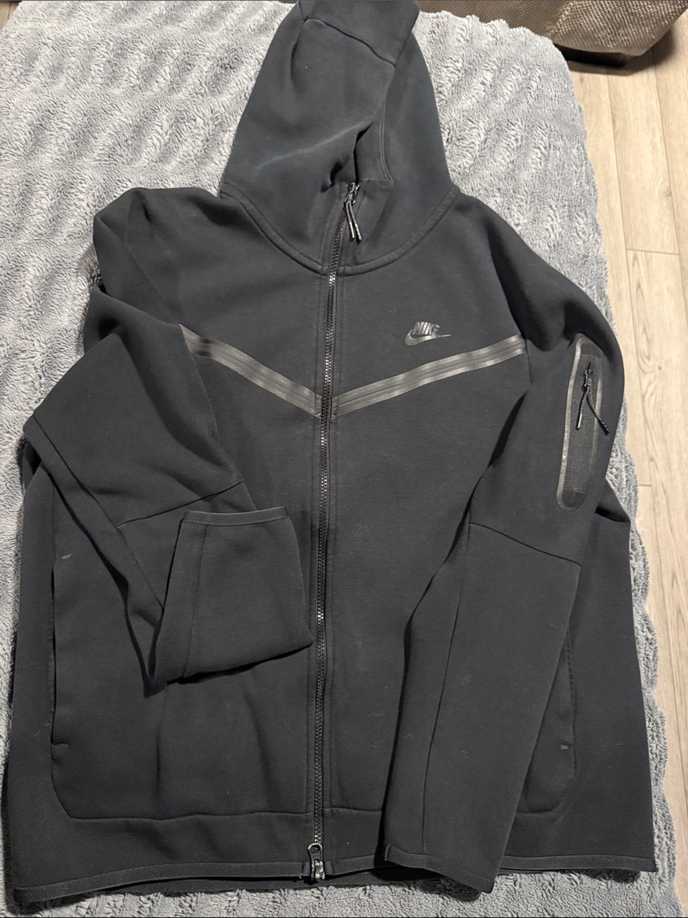 Nike Black Full-Zip Hooded Performance Jacket with Taped Accents
